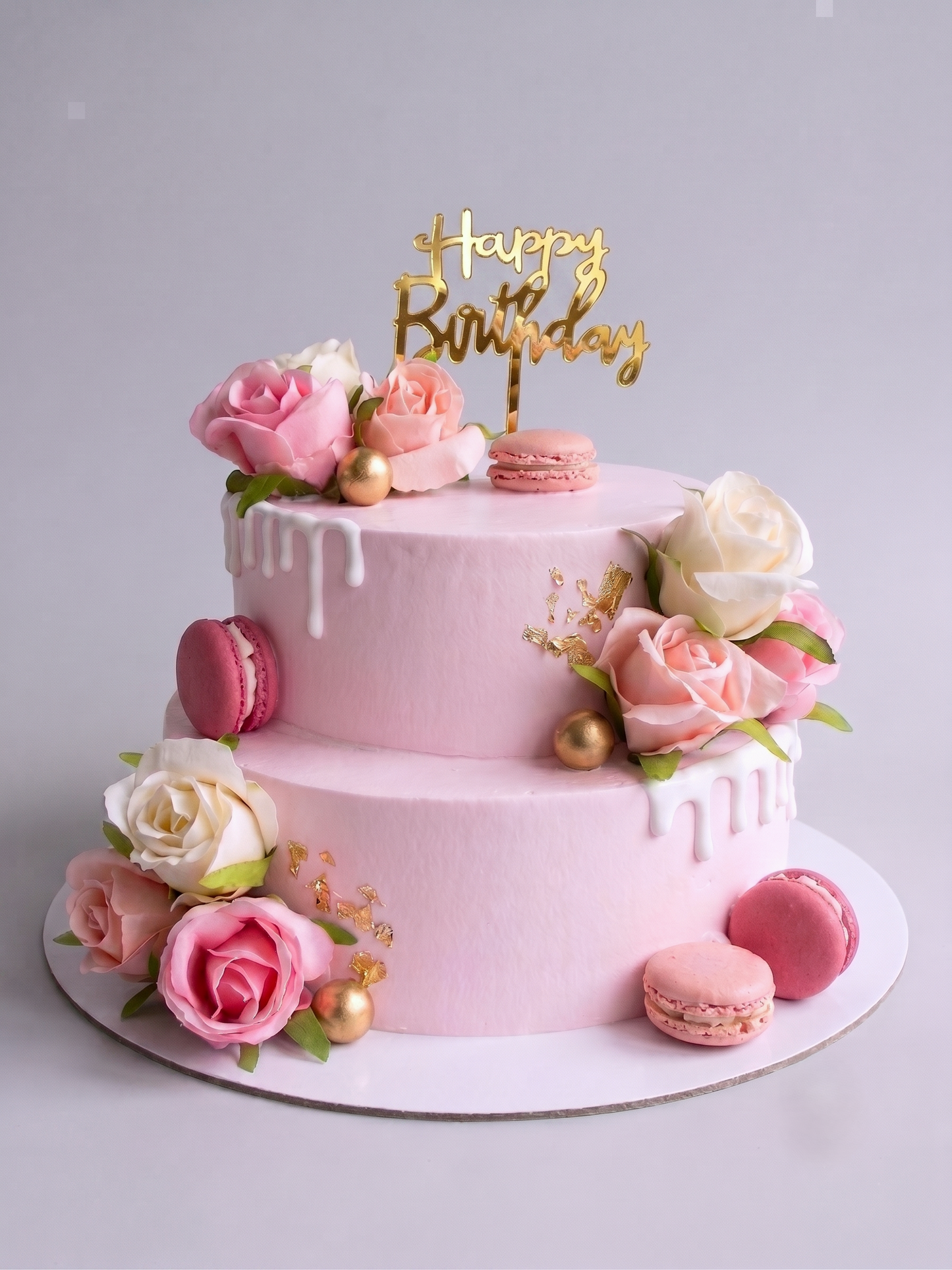 B-520 Pink Silk Roses with Gold Leaf