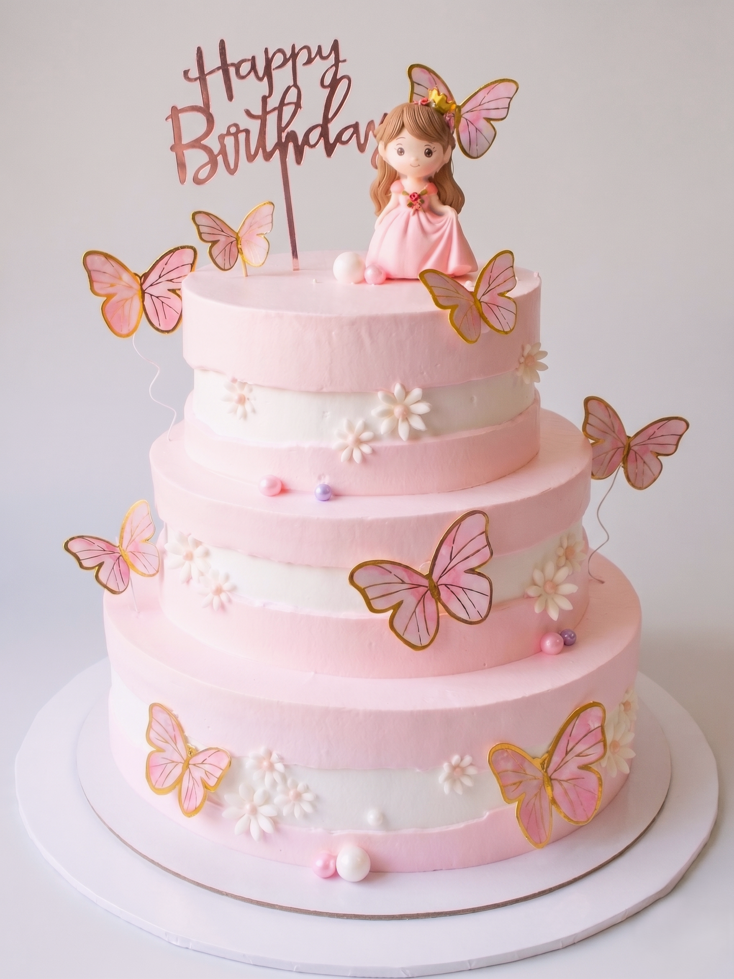 B-757 3 Tier Butterflies Princess Cake