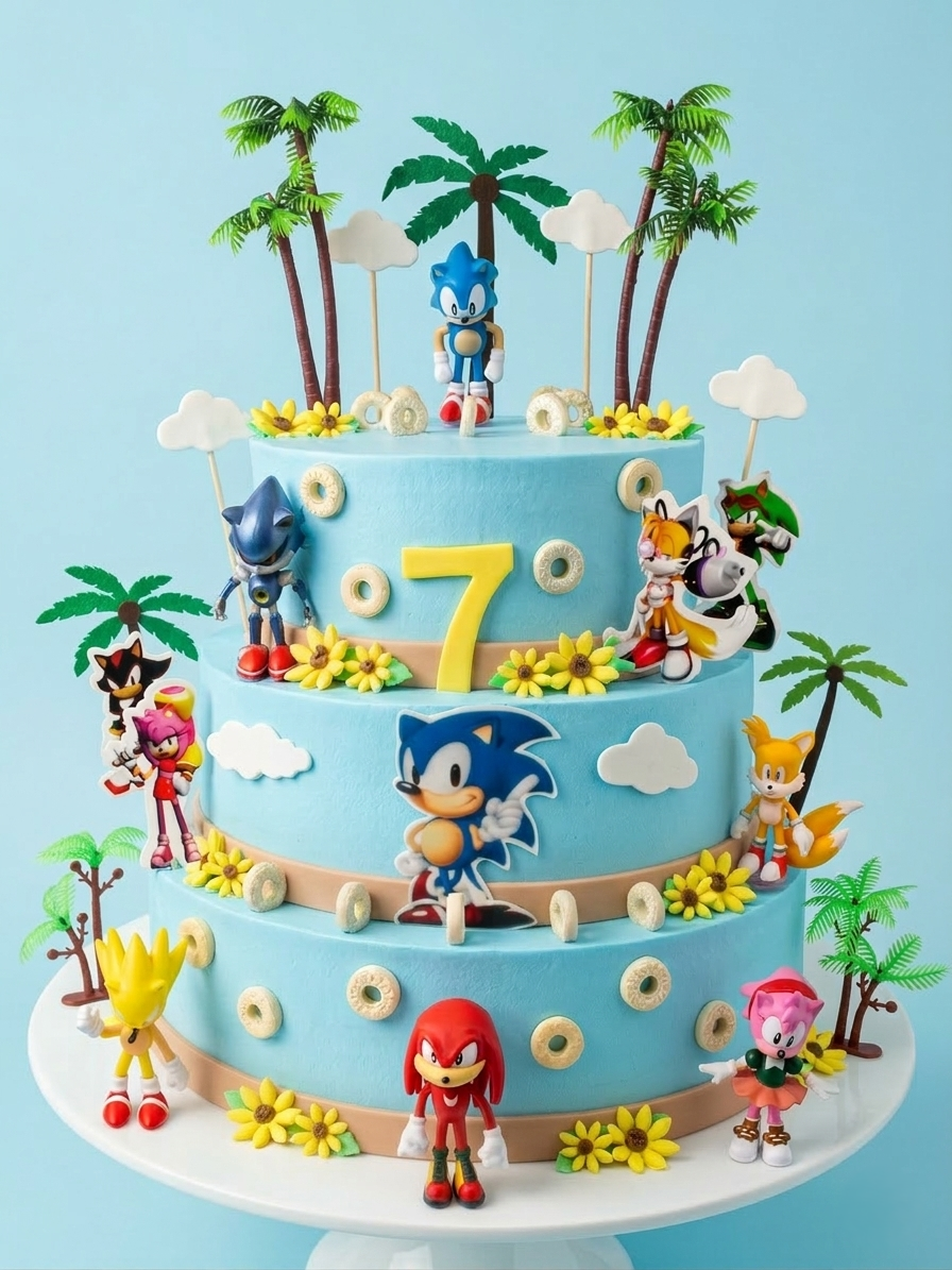 B-765 3 Tier Sonic The Hedgehog Cake