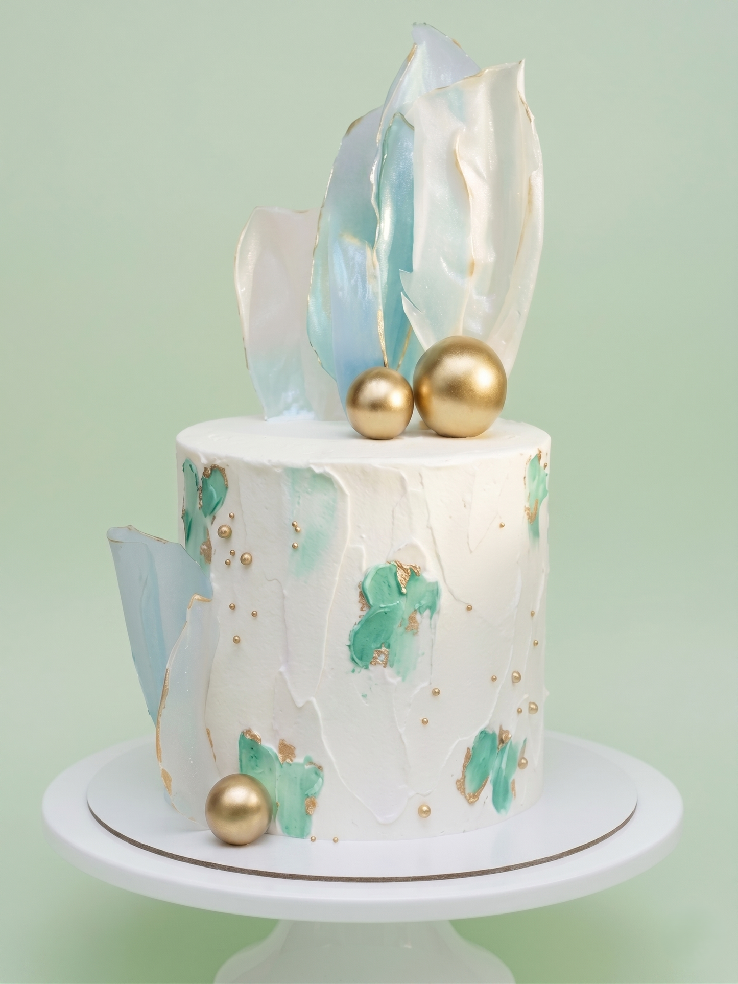 BA-091 Green & Gold Floral Sail Cake