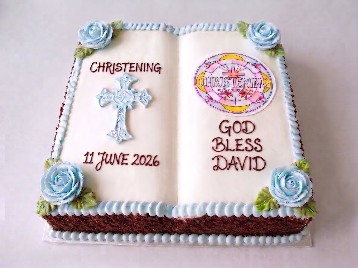 RE-109 Blue Bible Shaped Christening #1