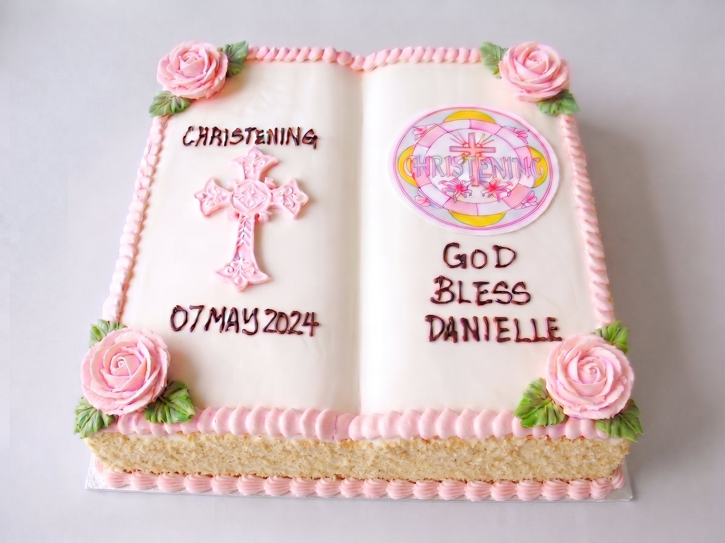 RE-110 Pink Bible Shaped Christening #1