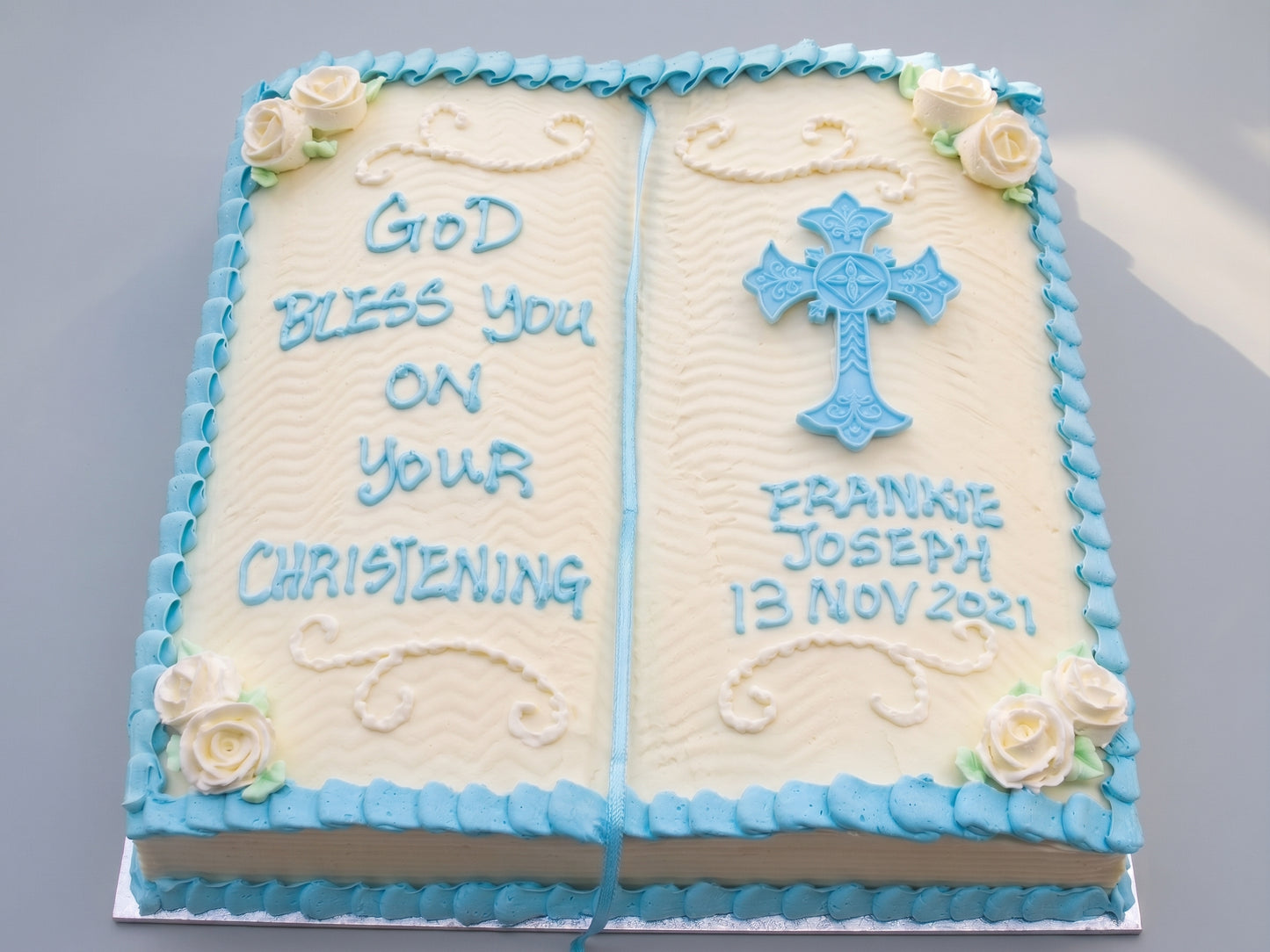 RE-111 Blue Bible Shaped Christening #2
