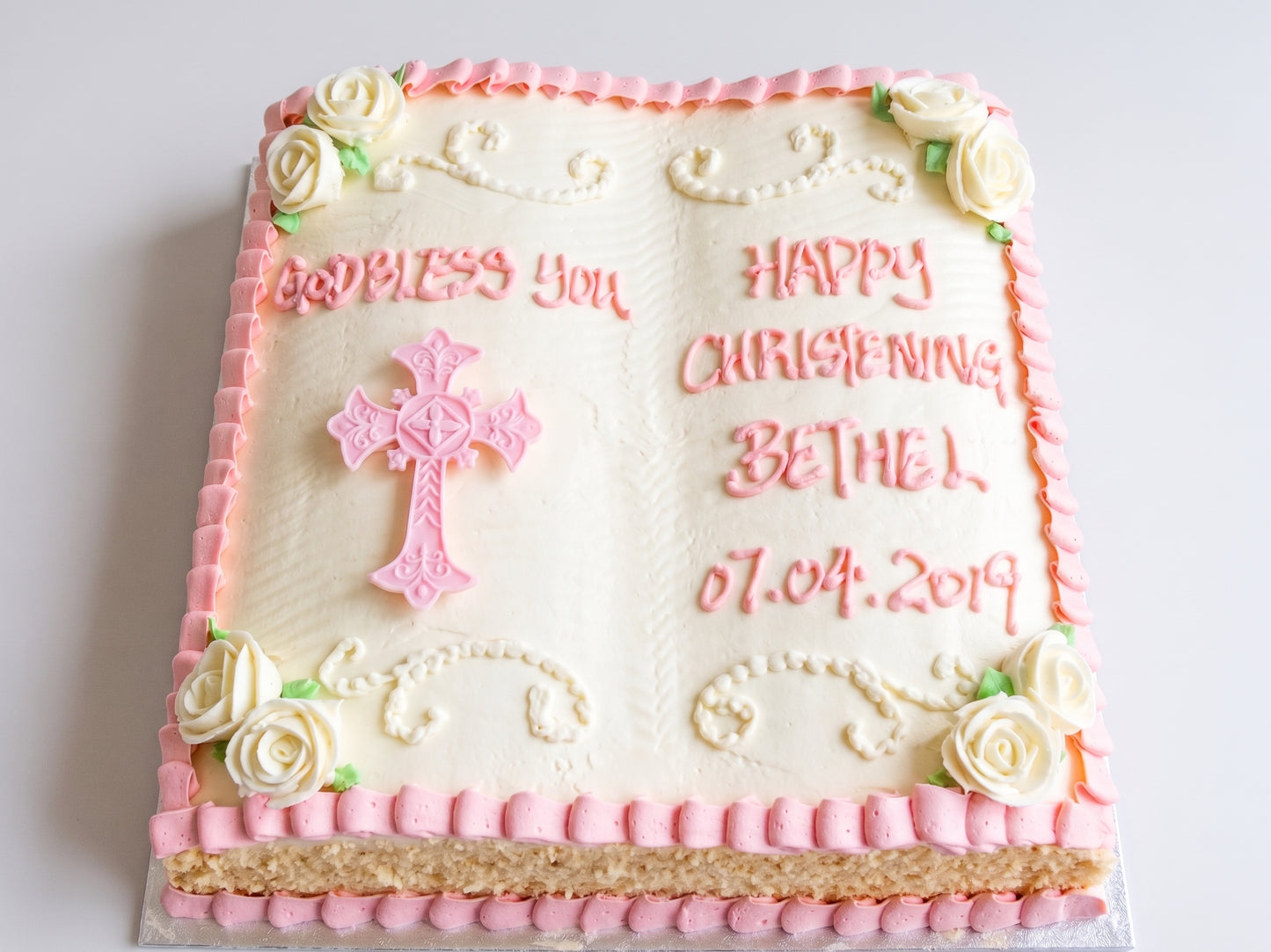 RE-112 Pink Bible Shaped Christening #2