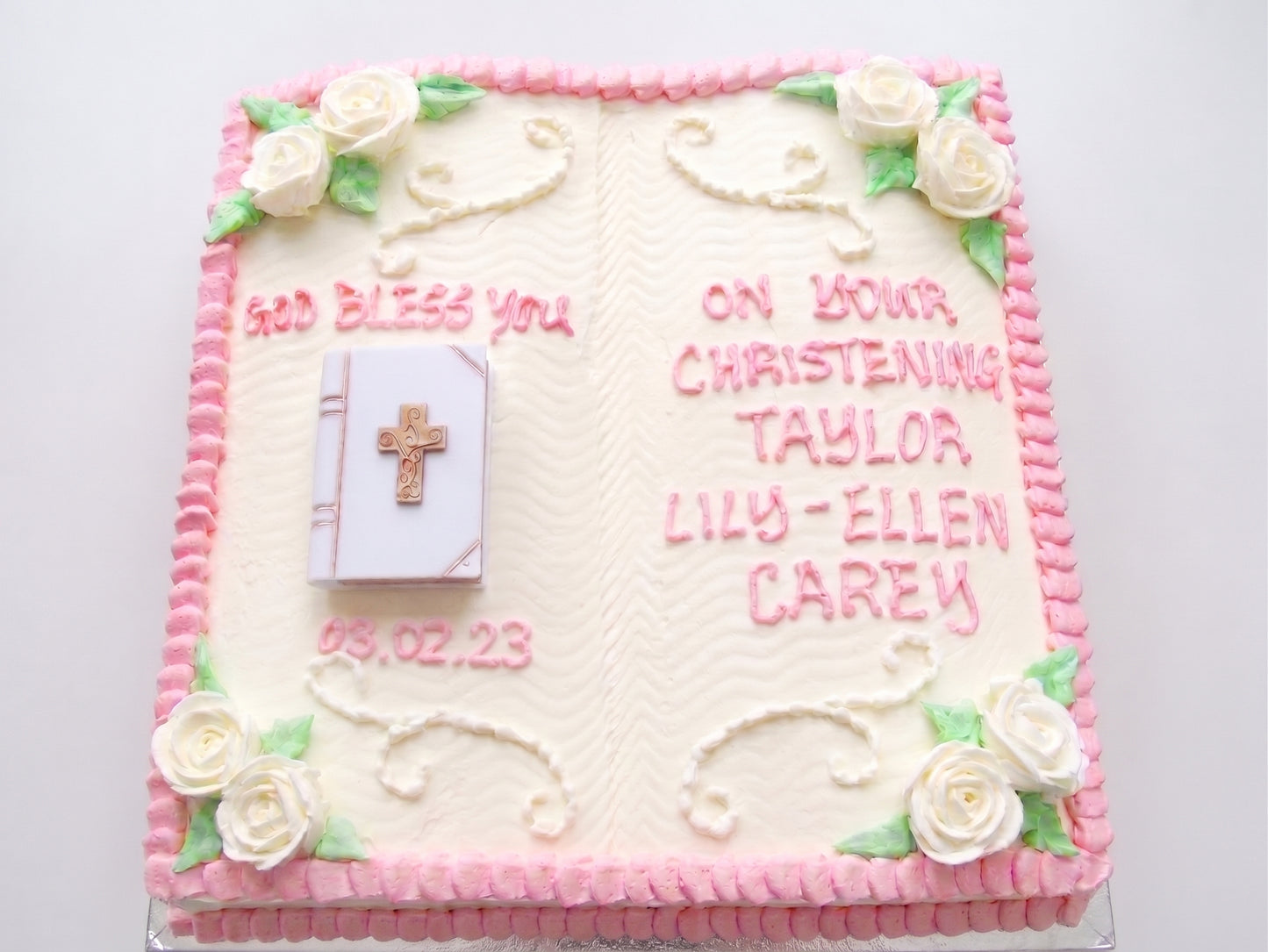 RE-114 Bible on Pink Bible Shaped