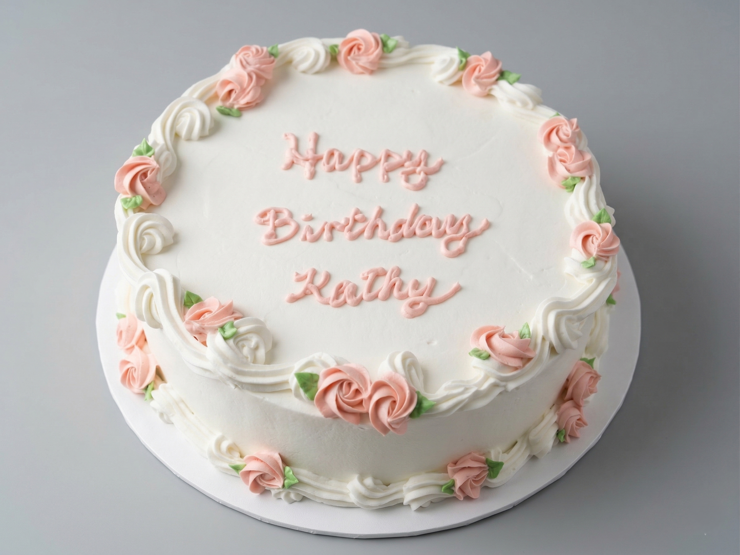 VI-003 Vintage Cake #3 Creamy white with Pink Roses
