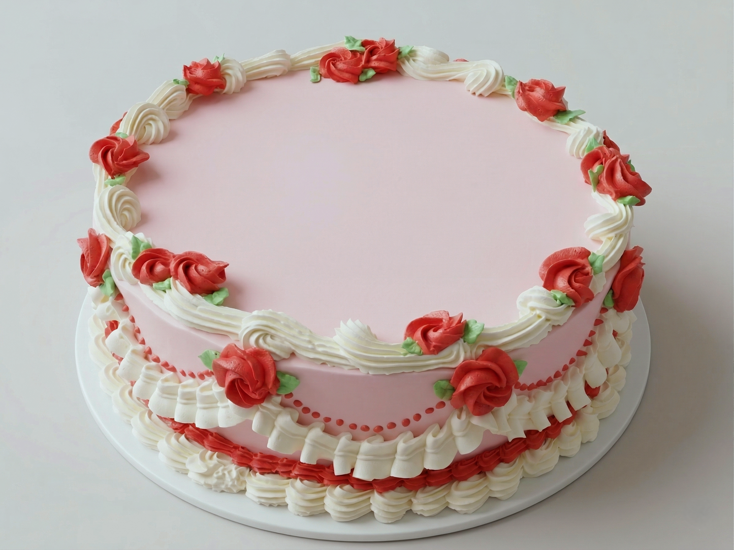 VI-029 Vintage Cake #29 Pink with Red Roses