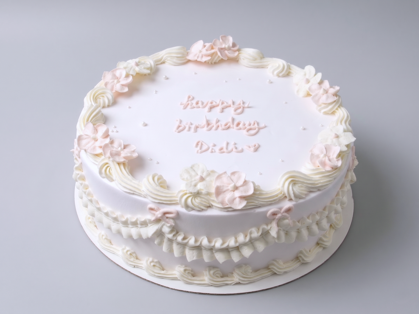 VI-045 Vintage Baby Pink with White Piping