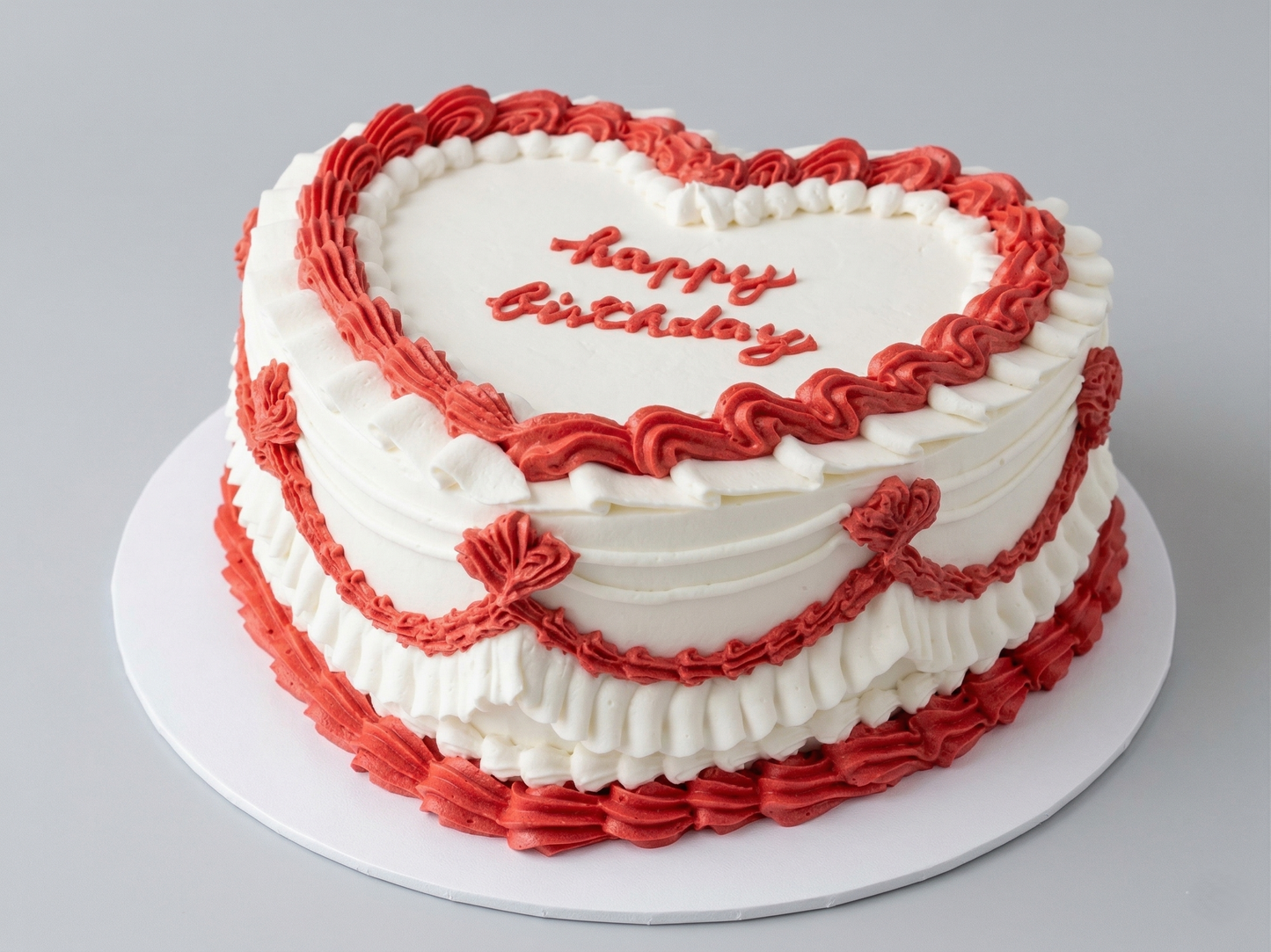 VI-118 Pure White Heart Shaped with Red Piping