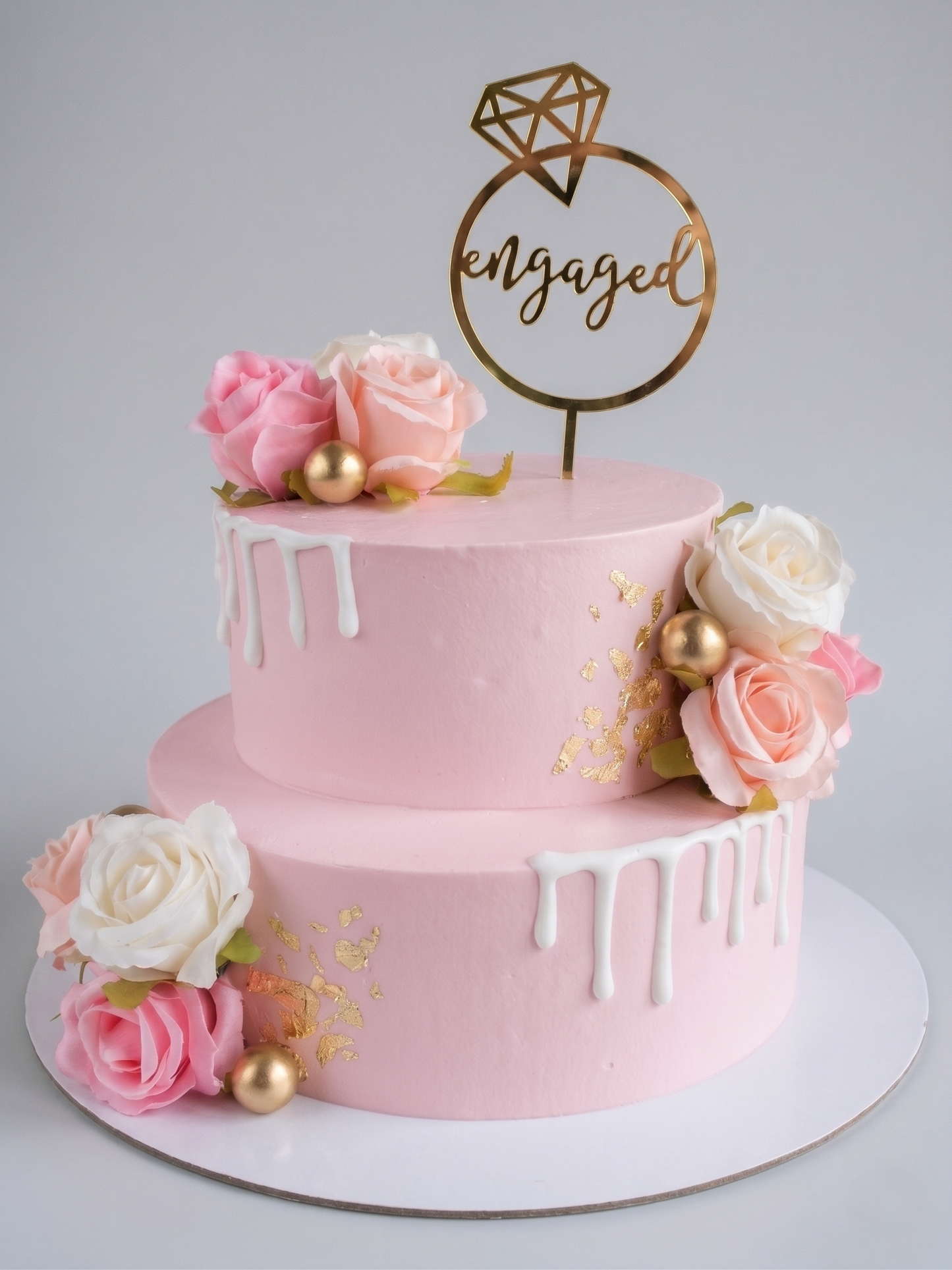 WC-103 Pink Silk Roses with Gold Leaf