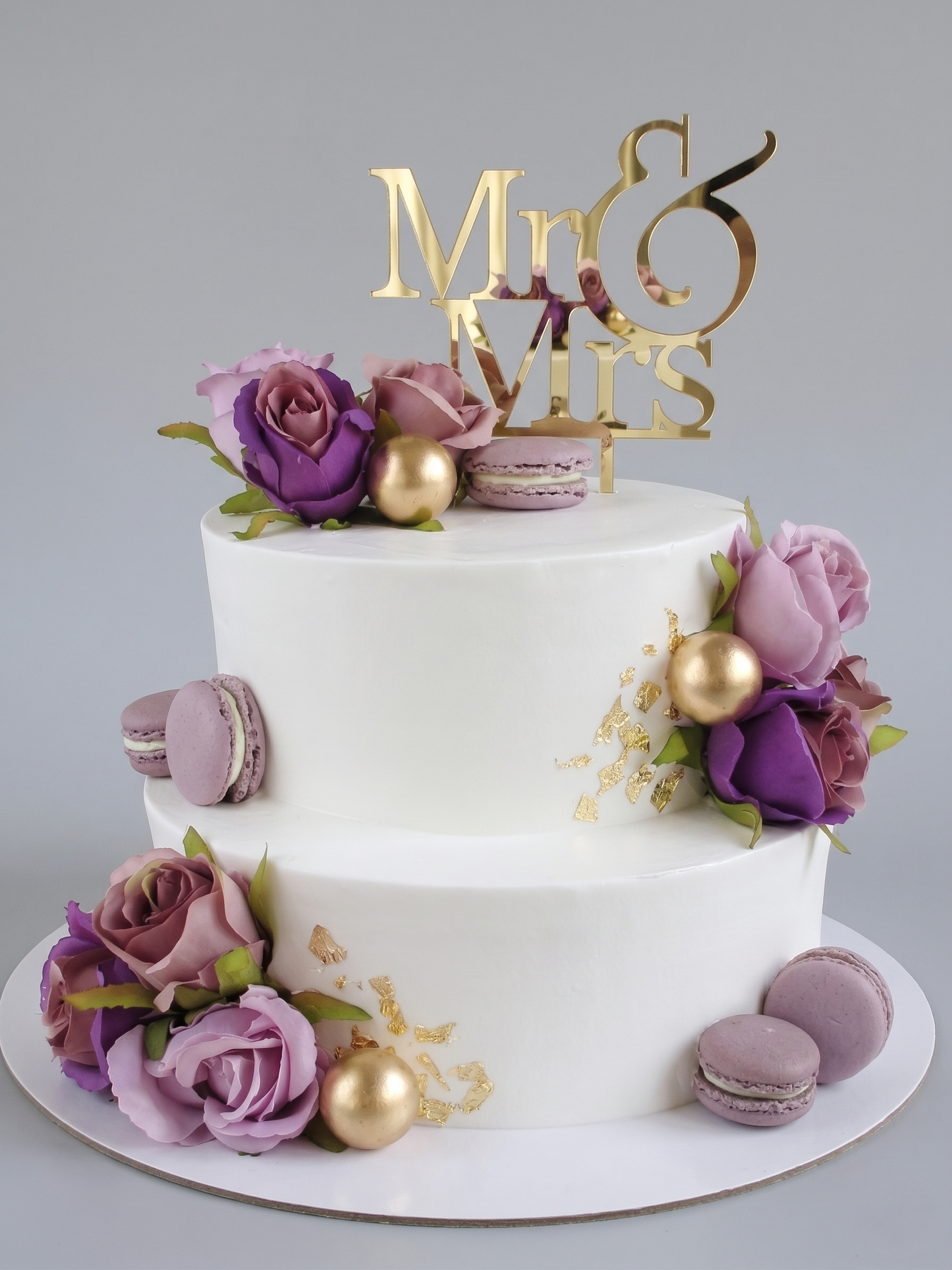 WC-105 Purple Silk Roses with Gold Leaf