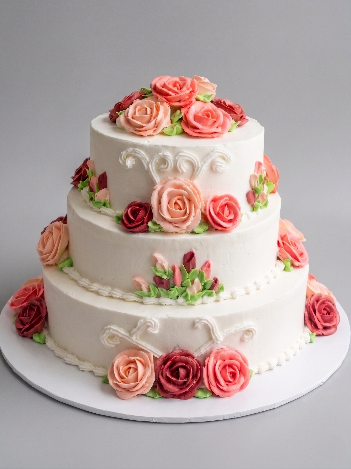 WC-304 3 Tier Pink Tone Roses Cake
