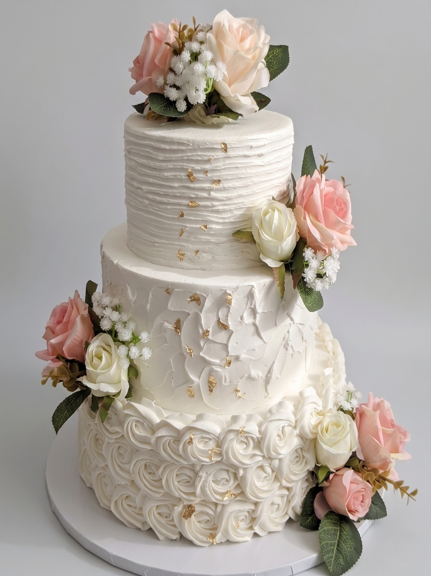 WC-401 3 Tier Double Height Floral #1 Cake ( Artificial Flowers)