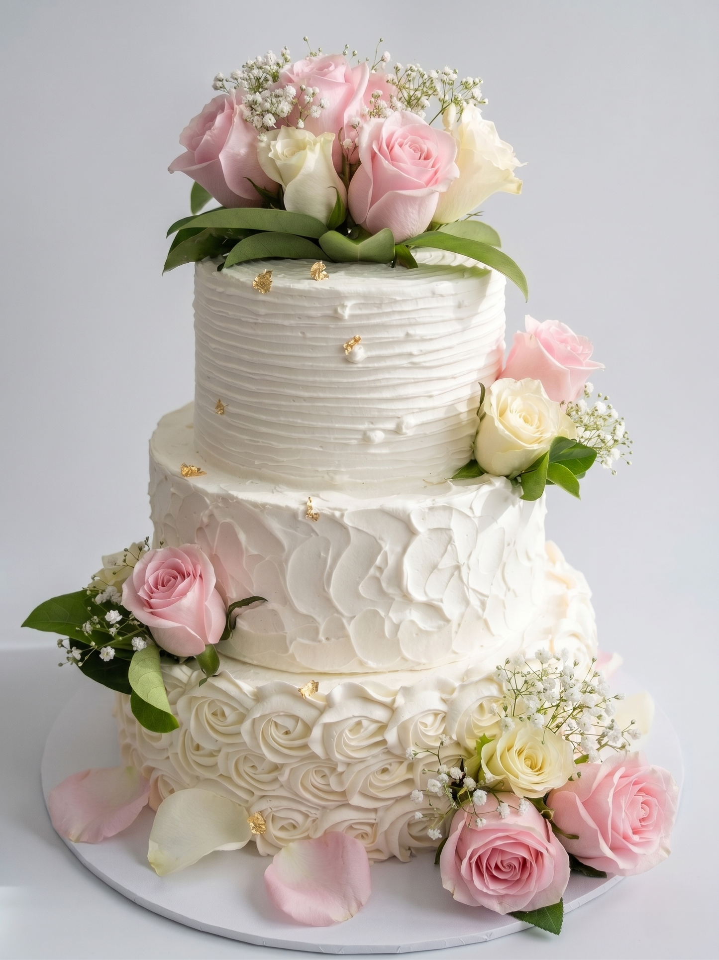 WC-403 3 Tier Double Height Floral #3 Cake ( Artificial Flowers)