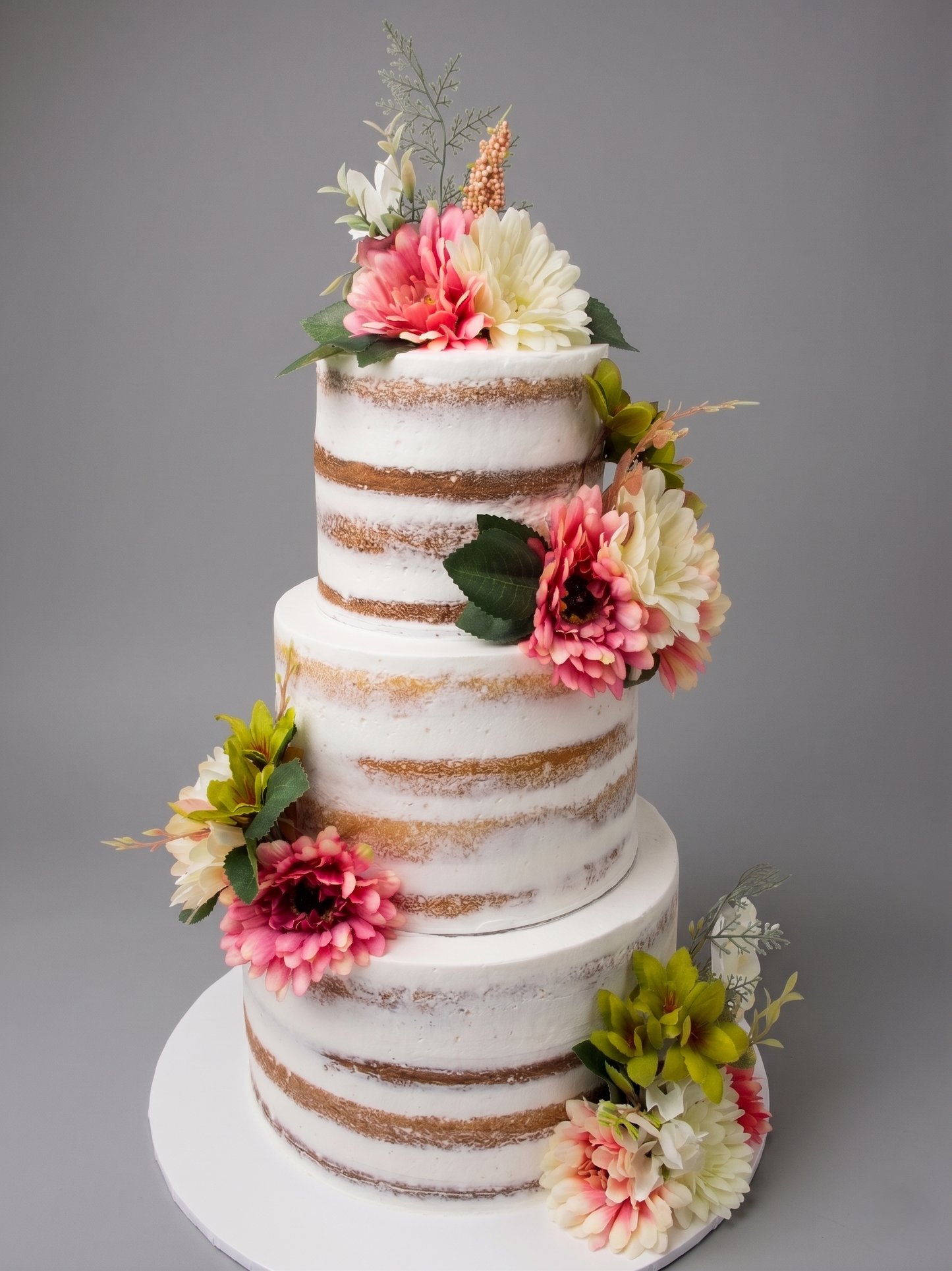 WC-417 3 Tier Double Height Naked Cake with Artificial Gerbera Cake