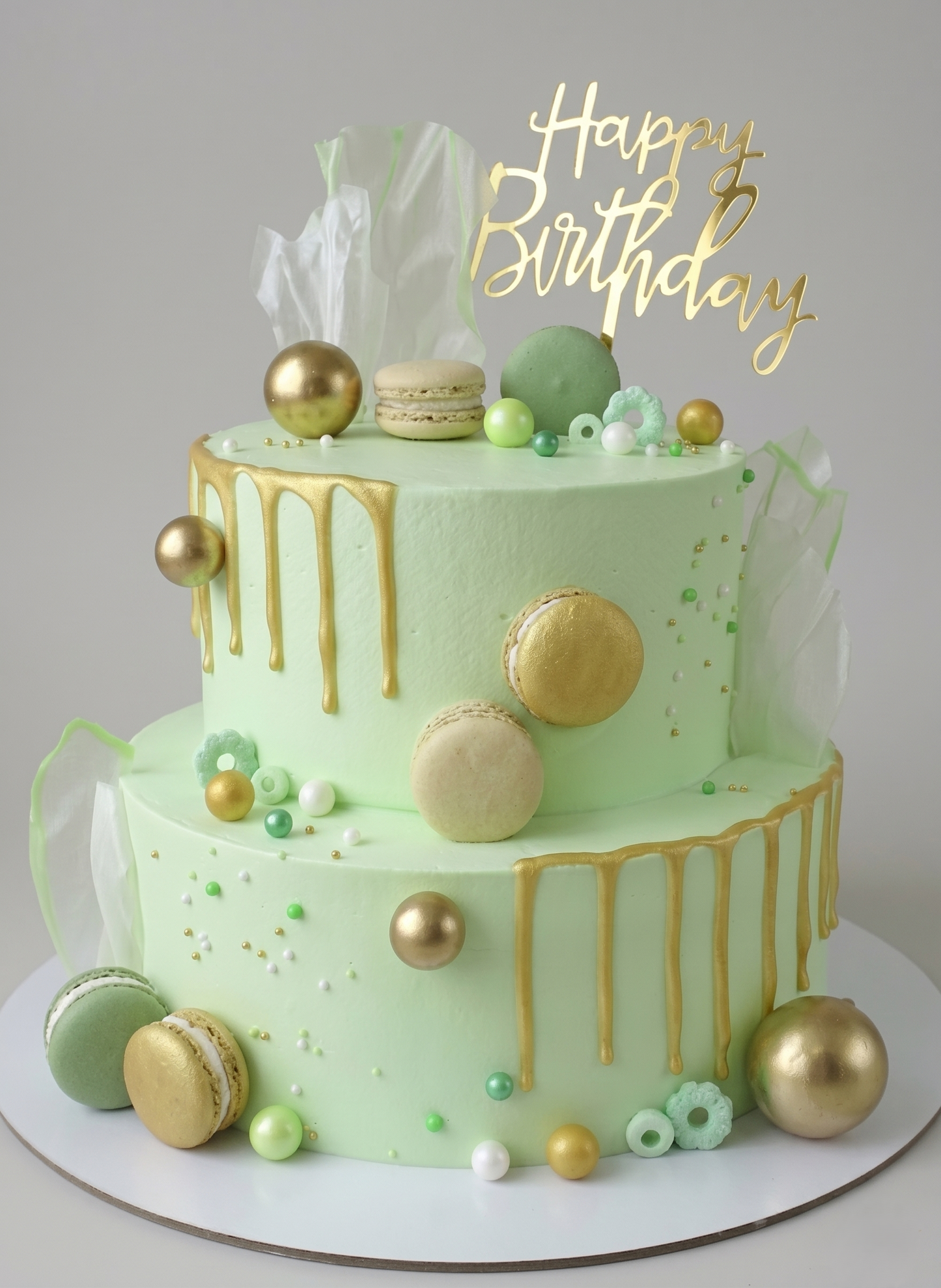 B-501 Green & Gold Drip Cake