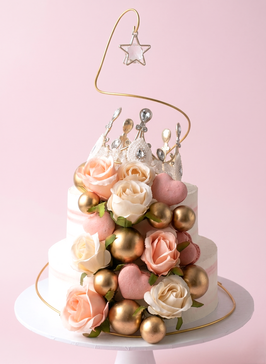 B-522 Pink Silk Roses with Gold Spiral Wire