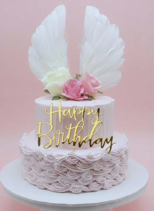 B-524  Angel Wing with Pink Silk Flowers