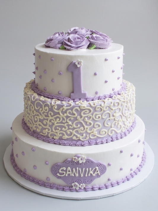 B-586 3 Tier Purple Cornelli Roses
