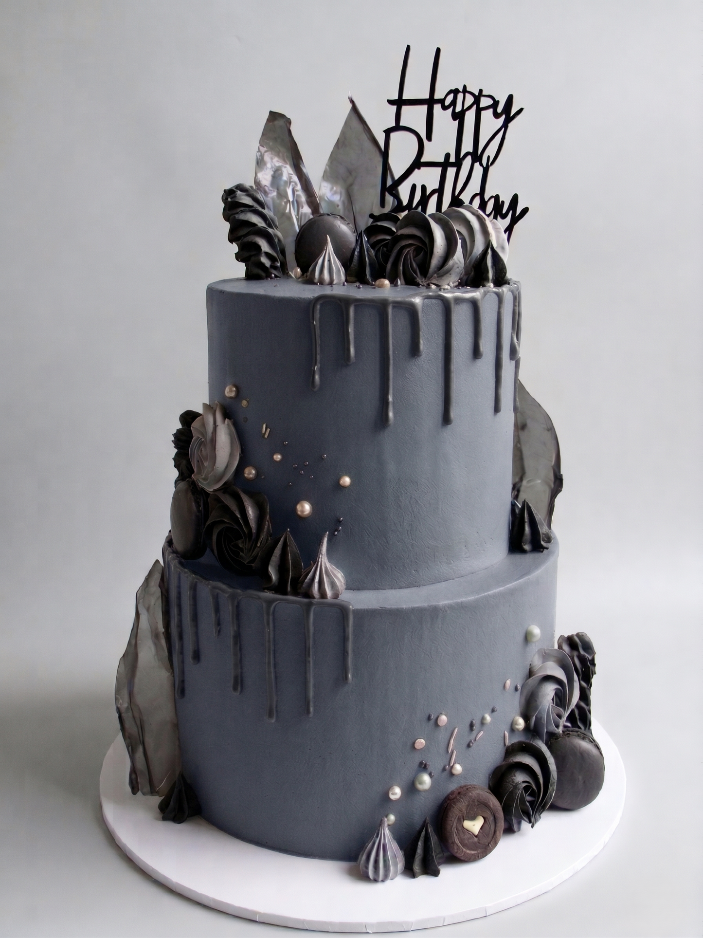 B-592 2 Tier Double Height Black and Grey