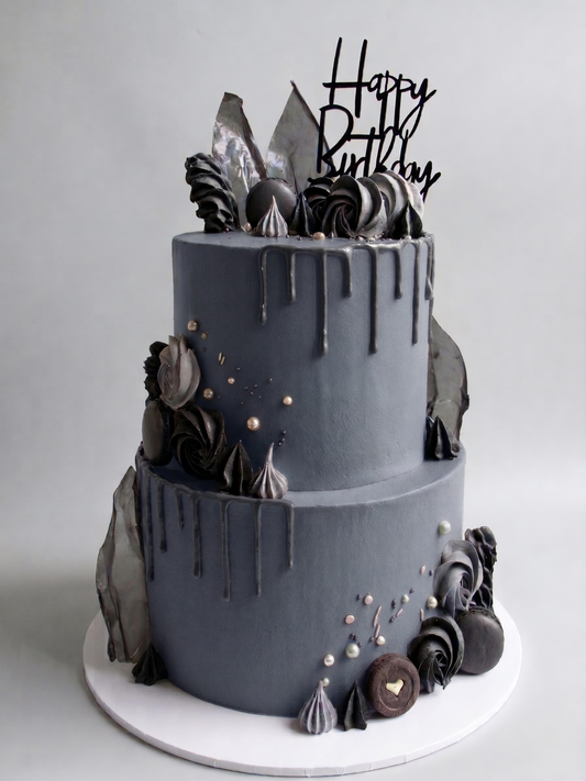 B-592 2 Tier Double Height Black and Grey
