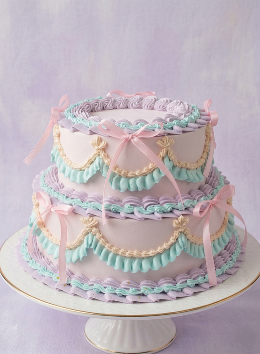 B-617 Pastel Ribbon Vintage Cake