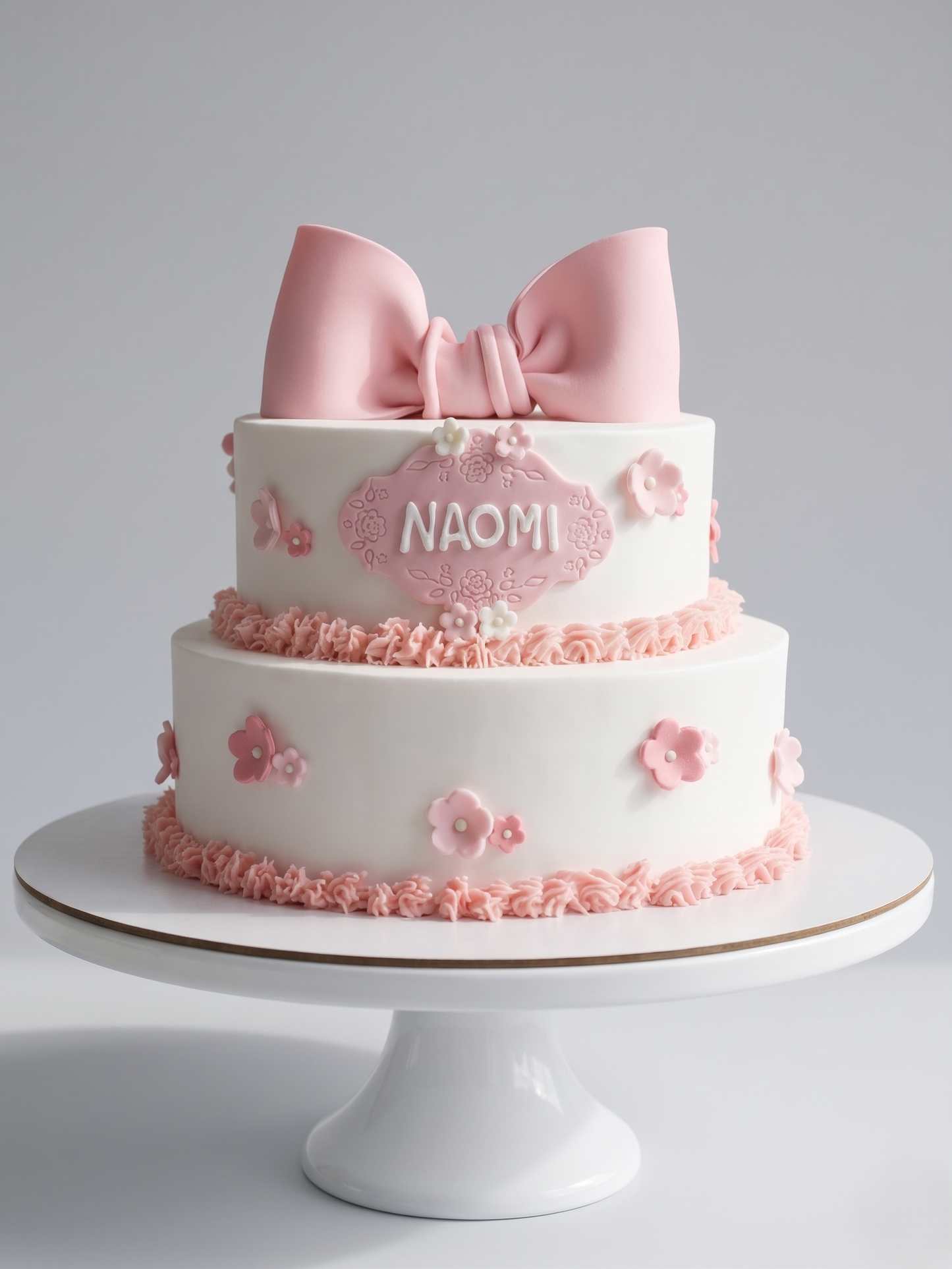 B-698 Pink Bow and Flowers
