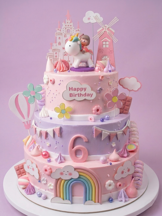 B-779 3 Tier Unicorn Girl Cake