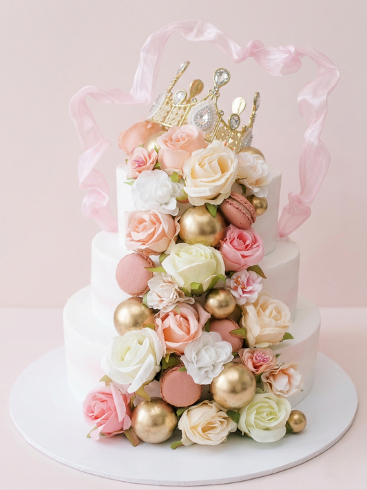 B-781 3 Tier Silk Roses with Dancing Ribbon