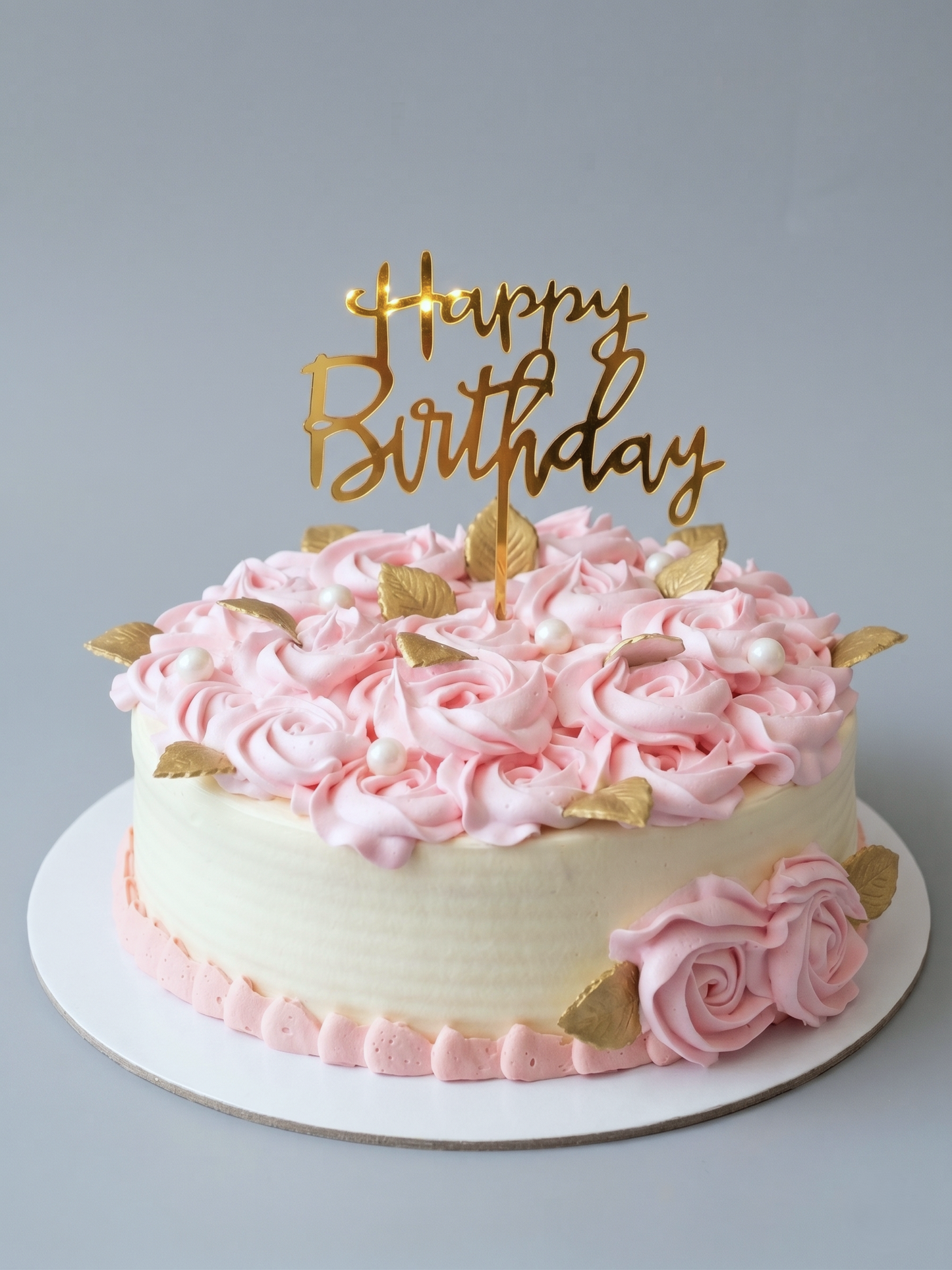 B-906 Gold Leaves Pink Roses