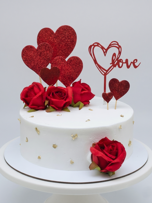 B-918 Red Hearts with Silk Roses