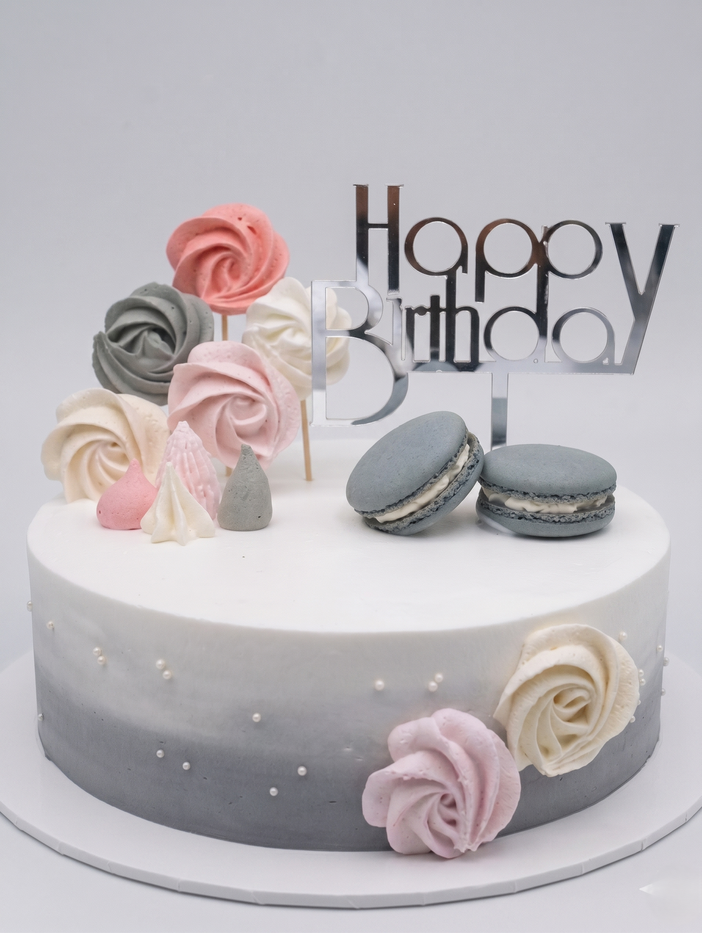 B-932 Pink & Grey Meringue Cookies