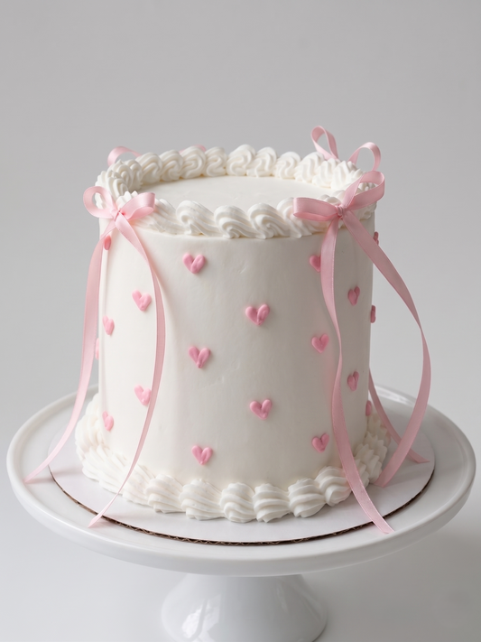 BA-007 Tiny Pink Hearts with Ribbon Bows