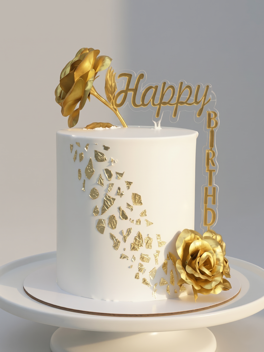 BA-084 Gold Roses with Gold Leaf