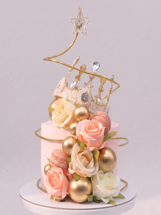 BA-119 Silk Roses with Gold Spiral Wire