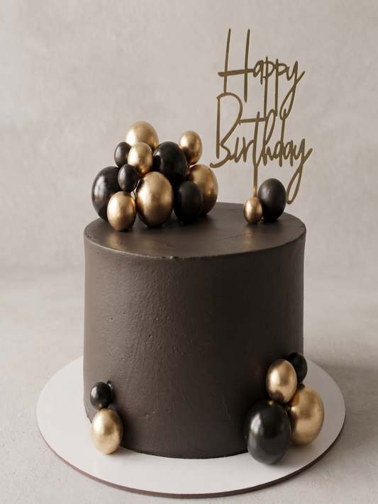 BA-129 Black Cake with Black & Gold Balls