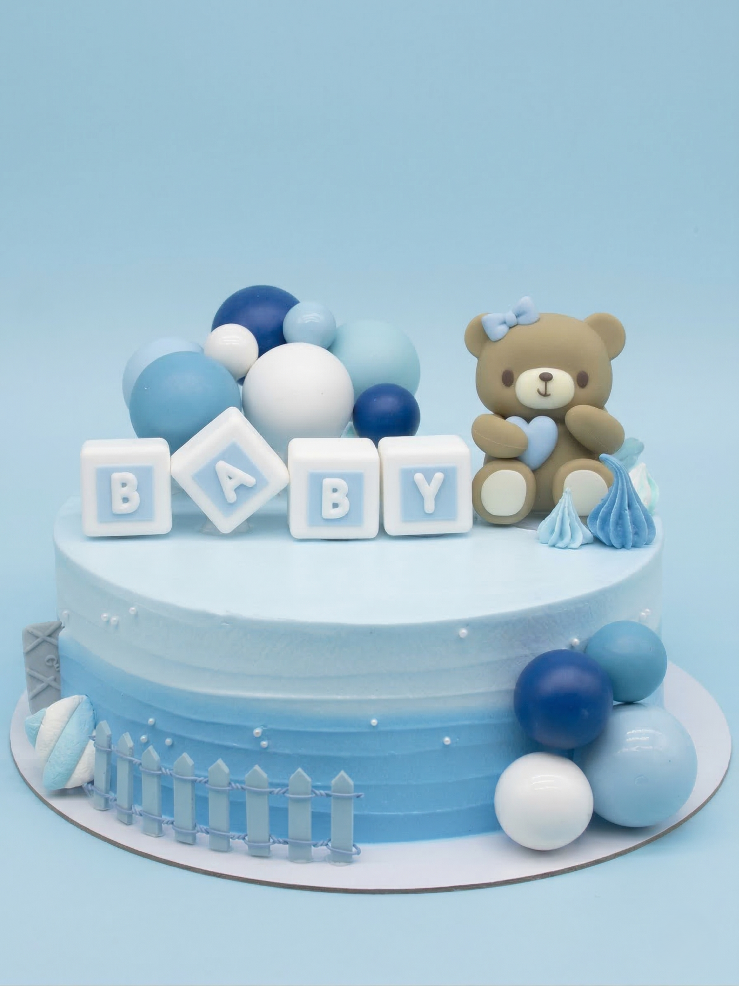 BS-123 Blue Bear with Baby Blocks