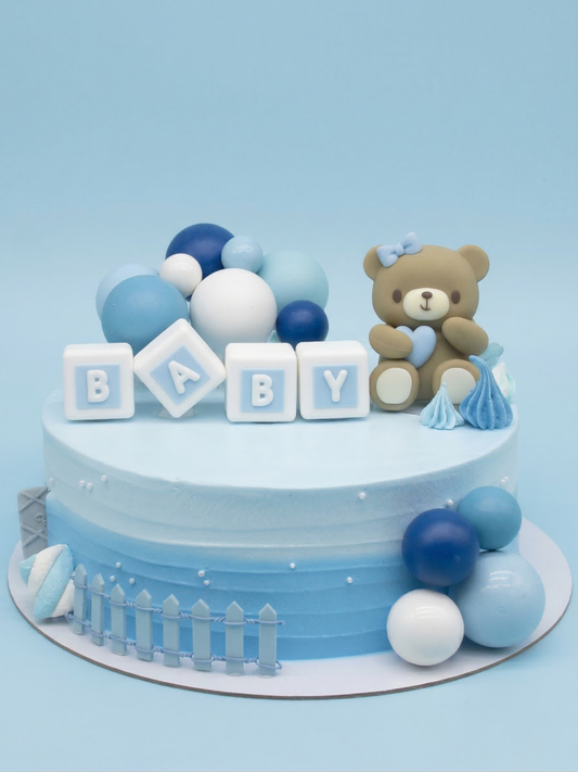 BS-123 Blue Bear with Baby Blocks
