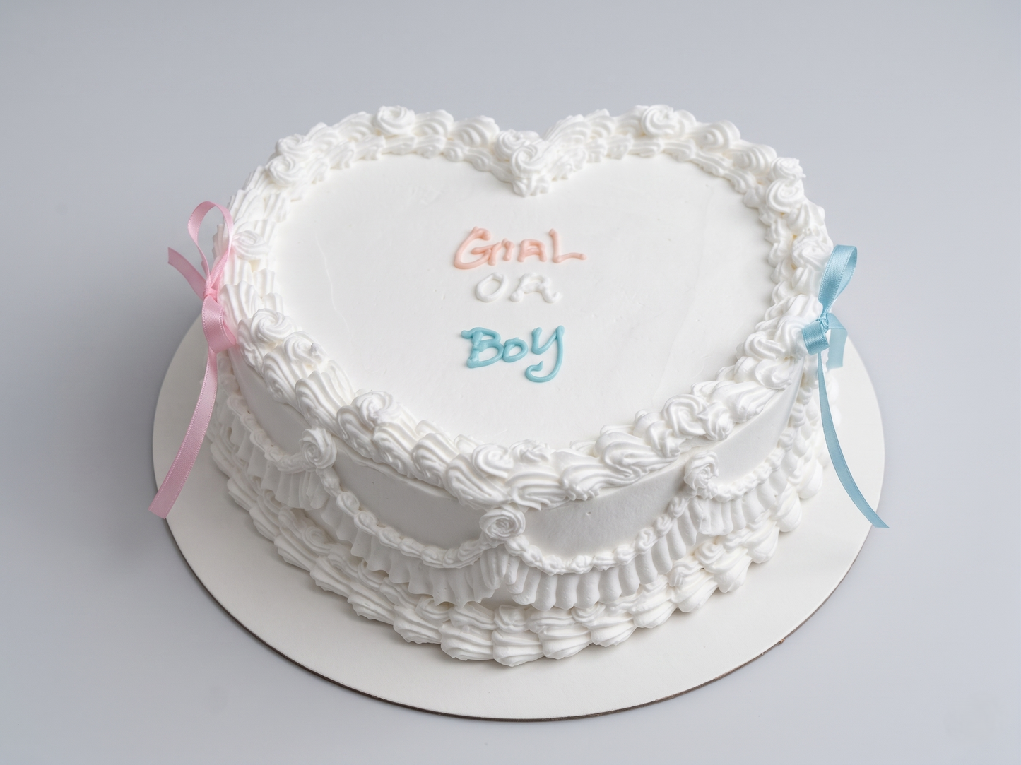 BS-220 White Heart Shaped Gender Reveal with Ribbon