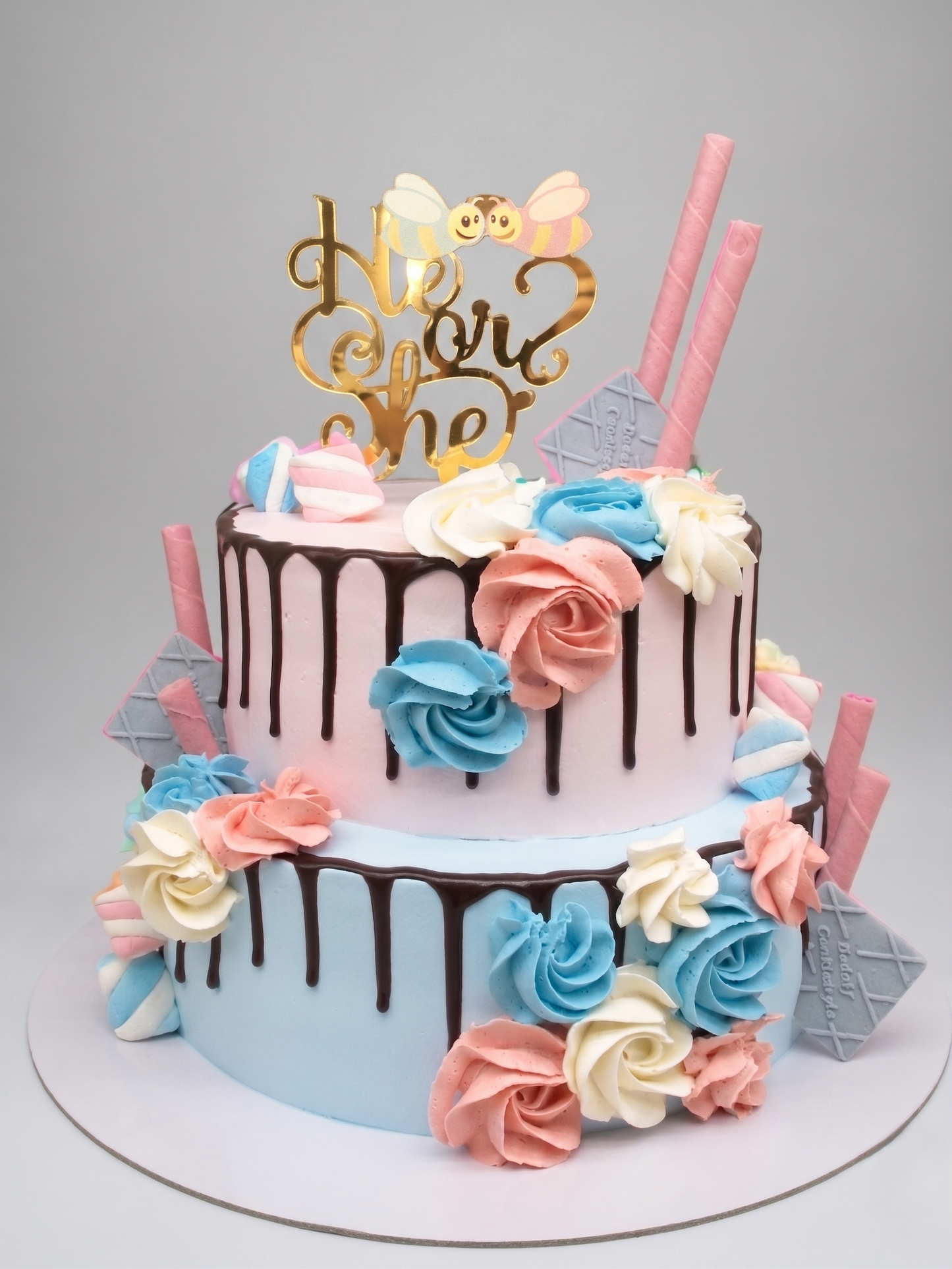 BS-249 Pink & Blue Drip Cake #2