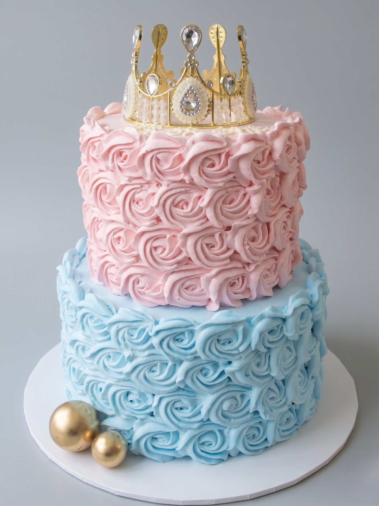 BS-291  2 Tier  Double Height Tiara Gender Reveal Cake