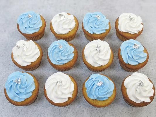 CP-038 Blue & White Cream with Sliver Leaf