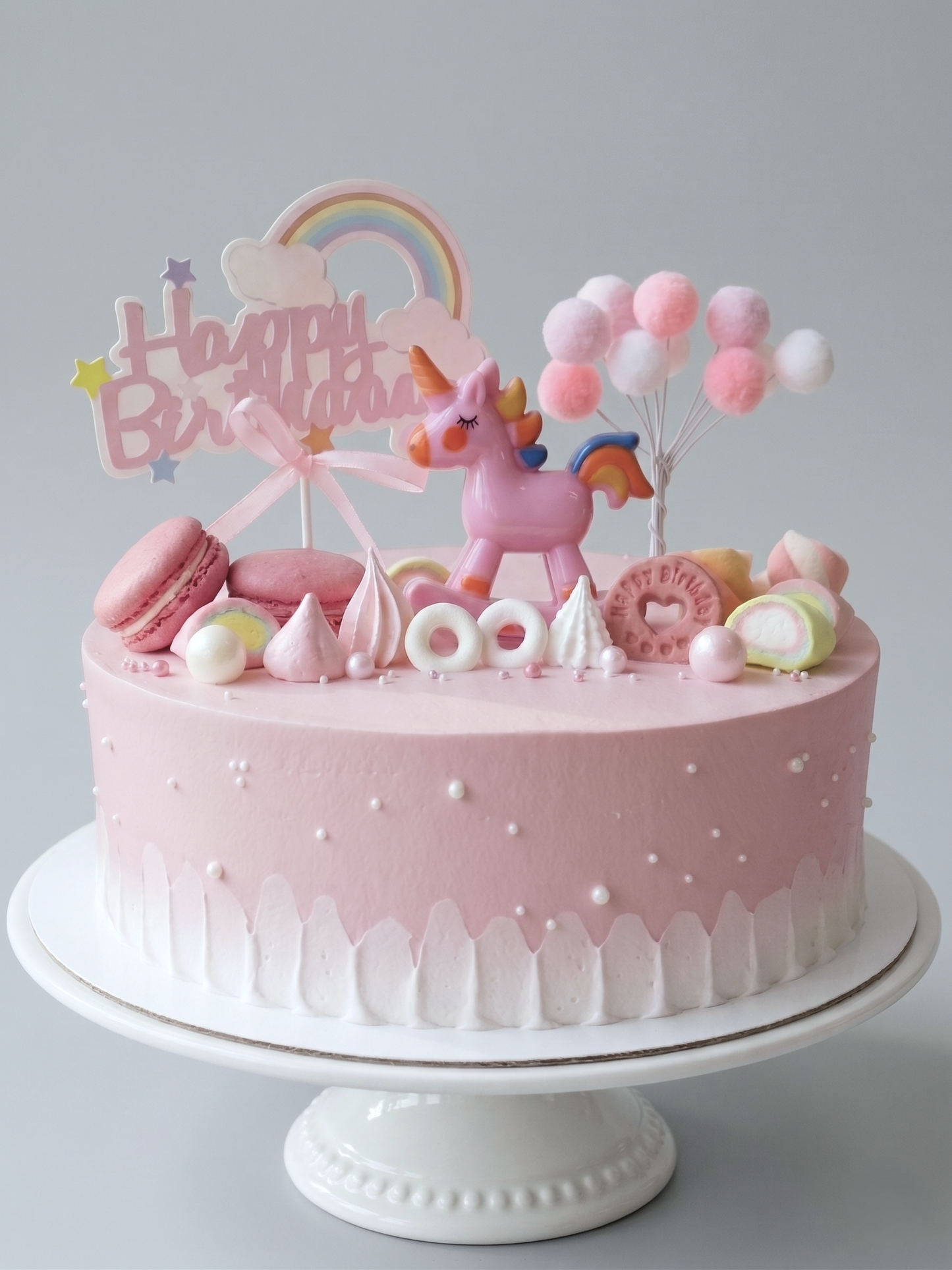 B-039 Pink Rocking Horse with Rainbow