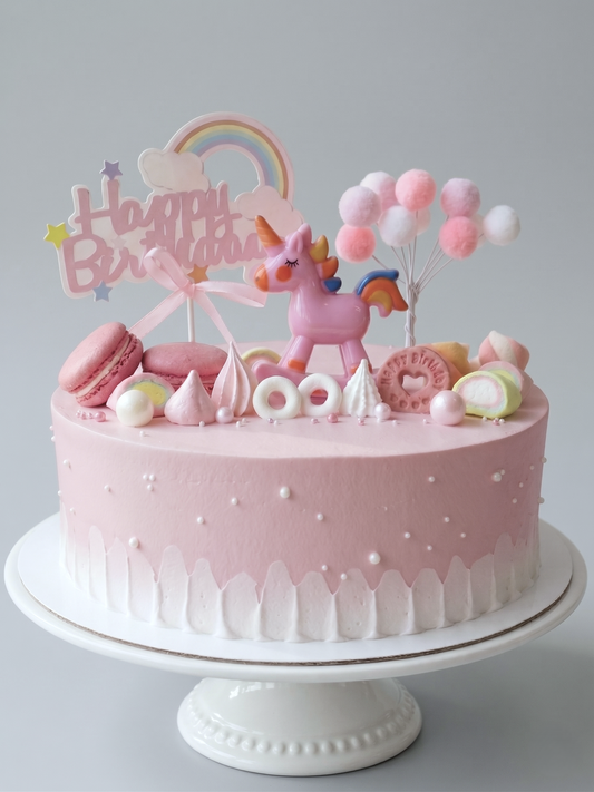 B-039 Pink Rocking Horse with Rainbow