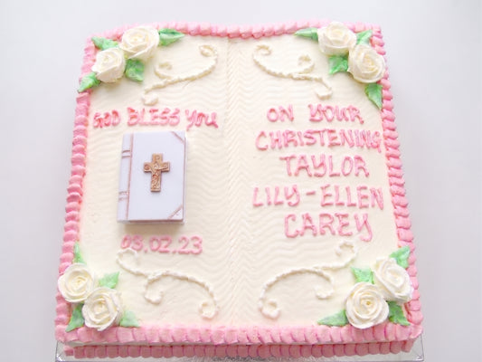 RE-114 Bible on Pink Bible Shaped