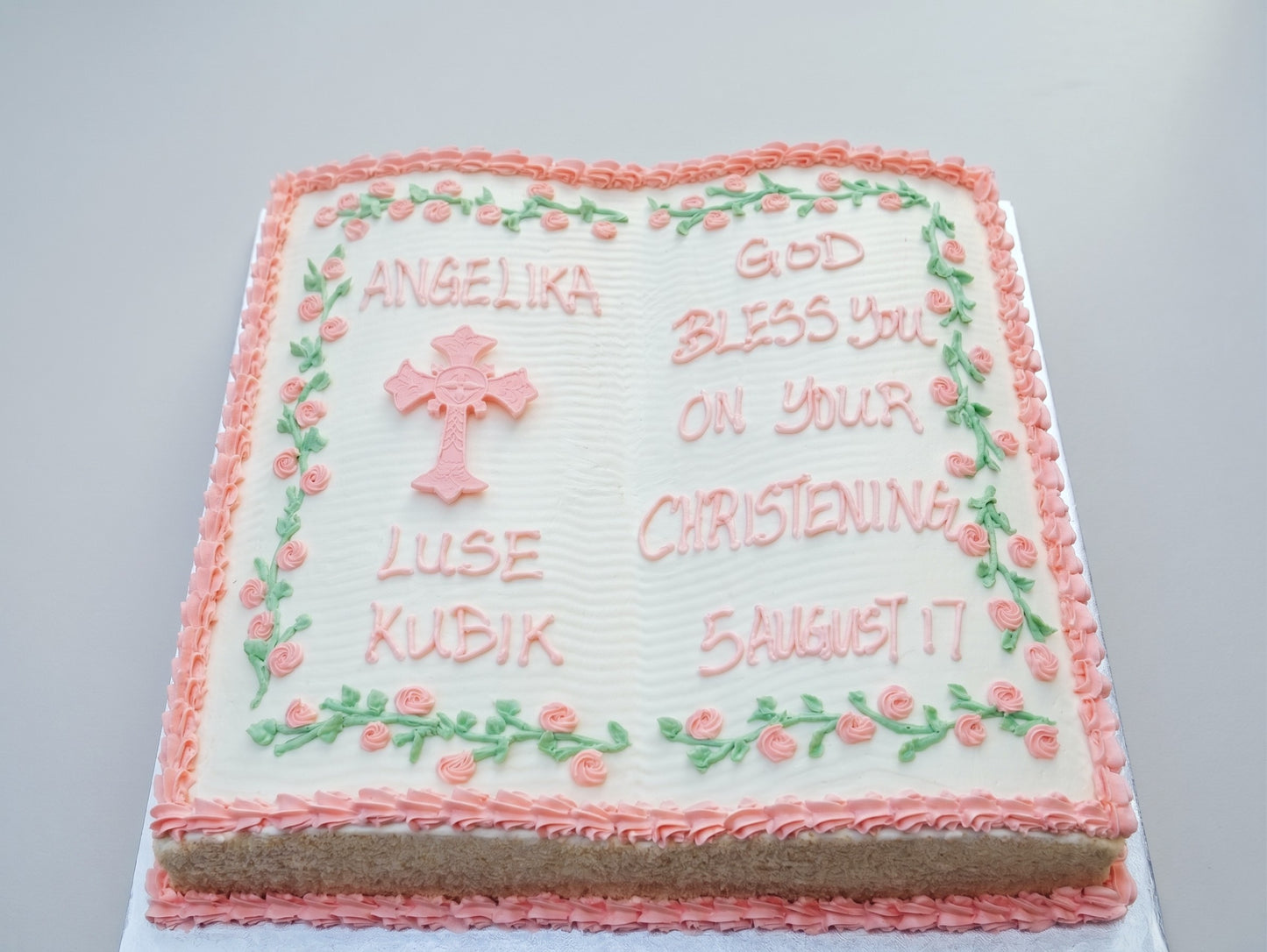 RE-118 Pink Bible Shaped Christening #3