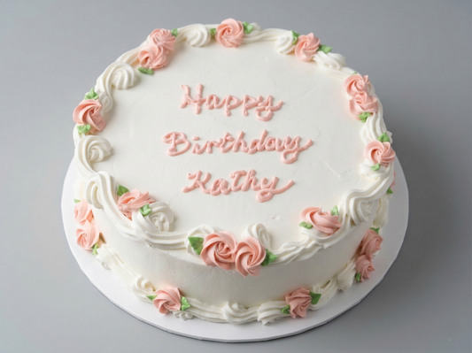 VI-003 Vintage Cake #3 Creamy white with Pink Roses