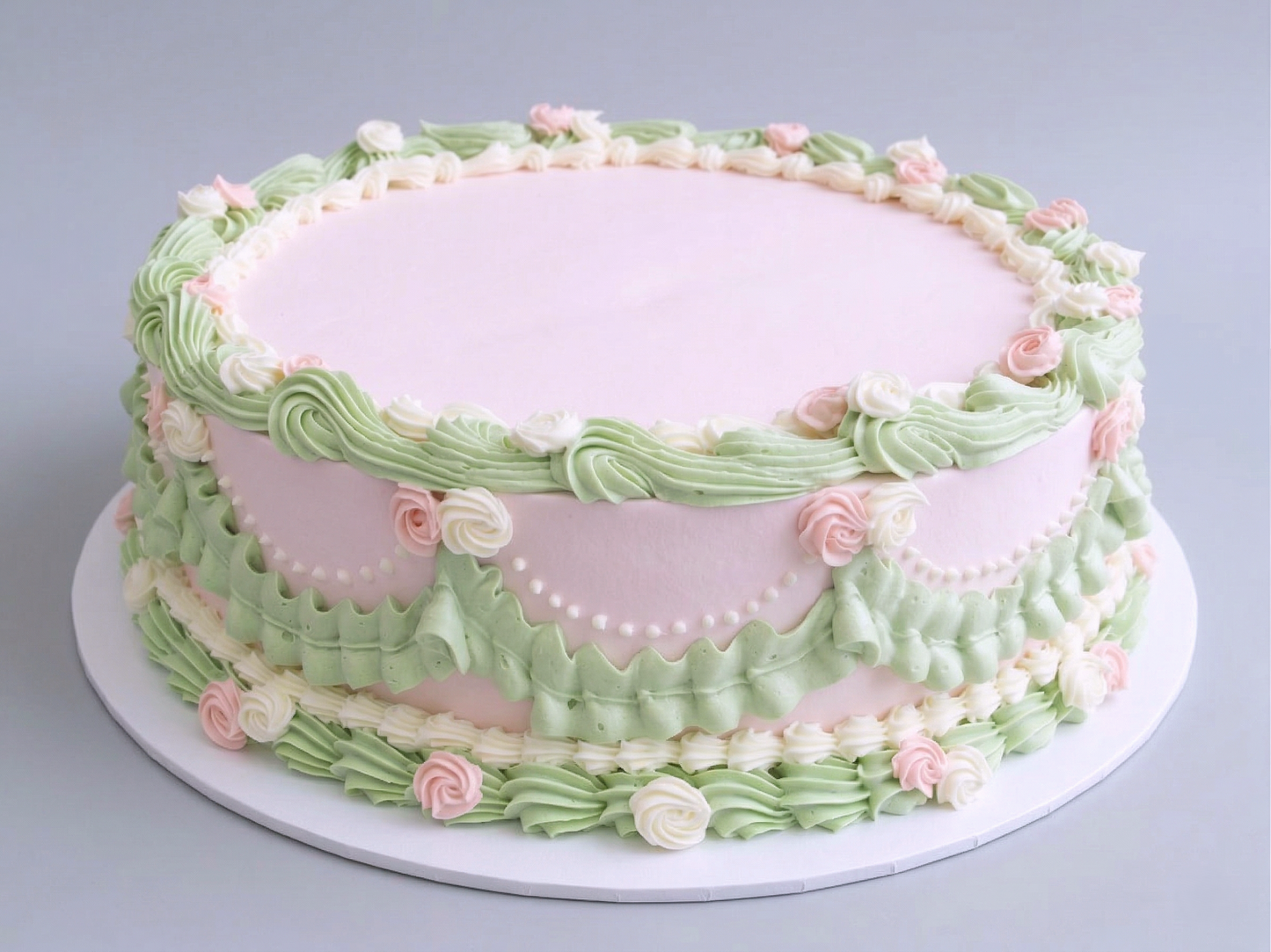 VI-006 Vintage Cake #6 Pink with Green Piping