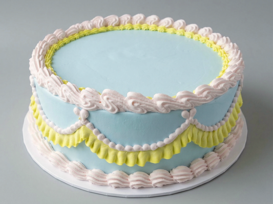 VI-007 Vintage Cake #7 Blue with Pink Piping
