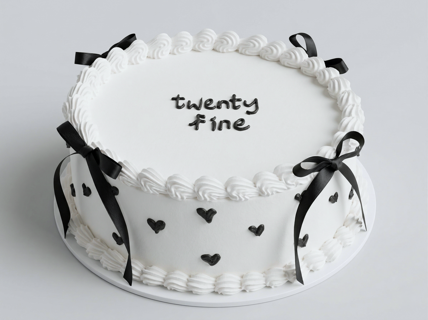 VI-013 Vintage Pure White with Black Hearts + Ribbon